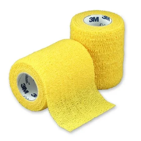 3M Coban Cohesive Bandage 3 Inch X 5 Yard Standard Compression Self-adherent Closure Yellow NonSterile – 1583Y