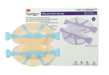 3M Tegaderm Silicone Foam Dressing 6 X 6 Inch Heel / Contour Silicone Adhesive with Border Sterile – 90646