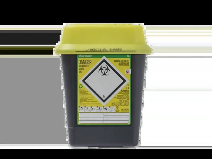 5 Litre Yellow Sharps Bin Yellow Sharpsafe