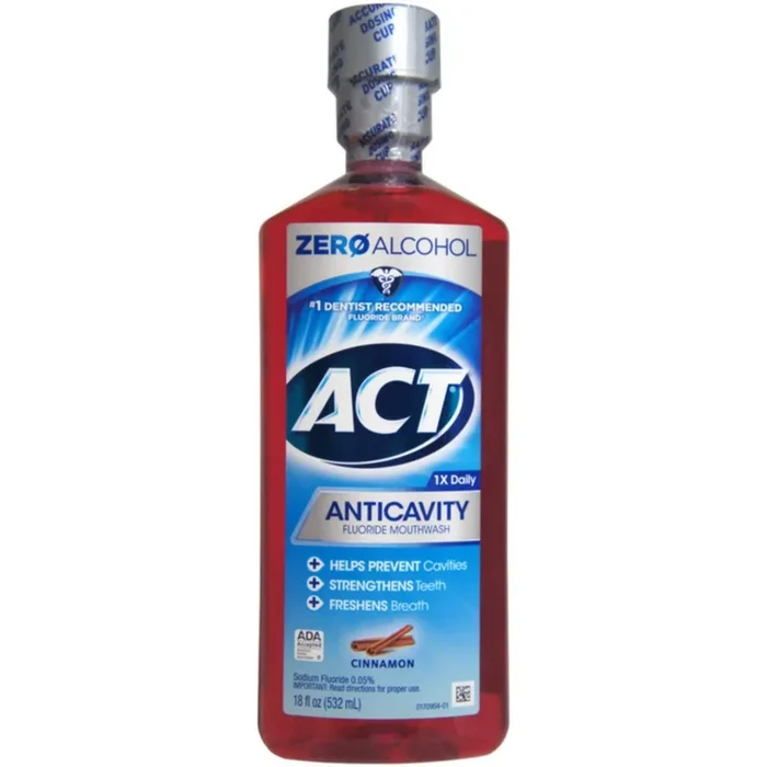 ACT enjuague con fluoruro de anticavidad. Canela. 18 oz