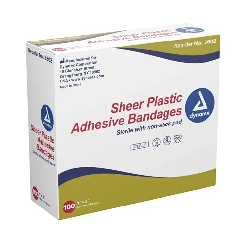 Adhesive Bandages Sheer Strips Sterile 1 x3 100/bx