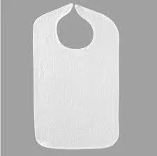 Adult Bib with Velcro Closure, White, 18″ x 30″
