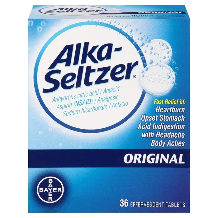 Alka-Seltzer original 36 tabletas efervescentes.