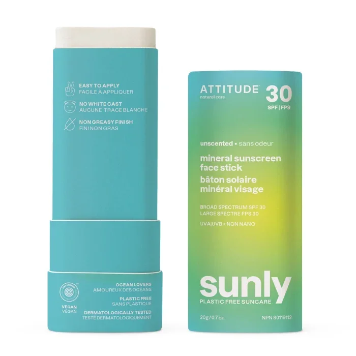 Attitude Sunly Mineral Sunscreen Face Stick SPF 30 0.7oz