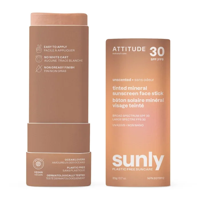 Attitude Sunly Tinted Mineral Sunscreen Face Stick SPF 30
