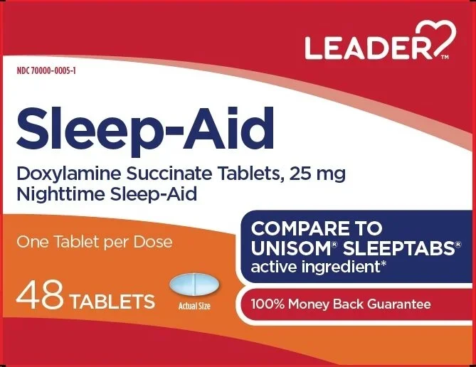 Ayuda para dormir del líder 25 mg tabletas