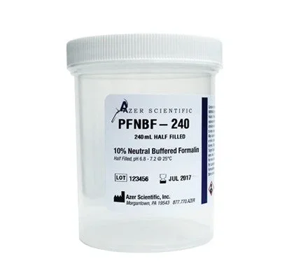 Azer Scientific Prefilled Formalin Container Polypropylene Screw Cap 120 mL Fill in 240 mL (8 oz.) NonSterile – PFNBF-240