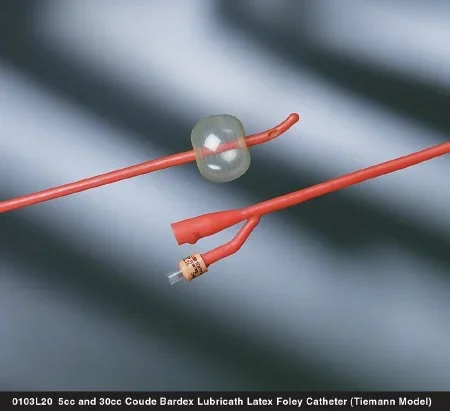 Bard Bardex Lubricath Foley Catheter 2-Way Coude Tip 30 cc Balloon 22 Fr. Hydrophilic Polymer Coated Latex – 0103L22