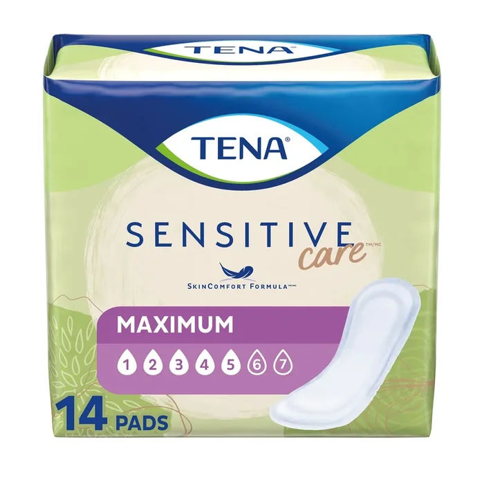 Bladder Control Pad TENA® Sensitive Care Maximum Heavy Absorbency Dry-Fast Core One Size Fits Most