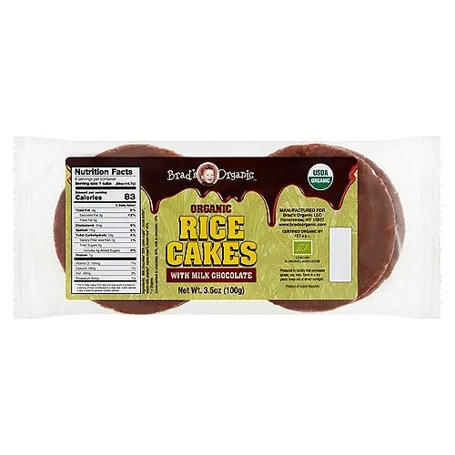 Brad’s Organic Rice Cakes With Milk Chocolate 3.5Oz