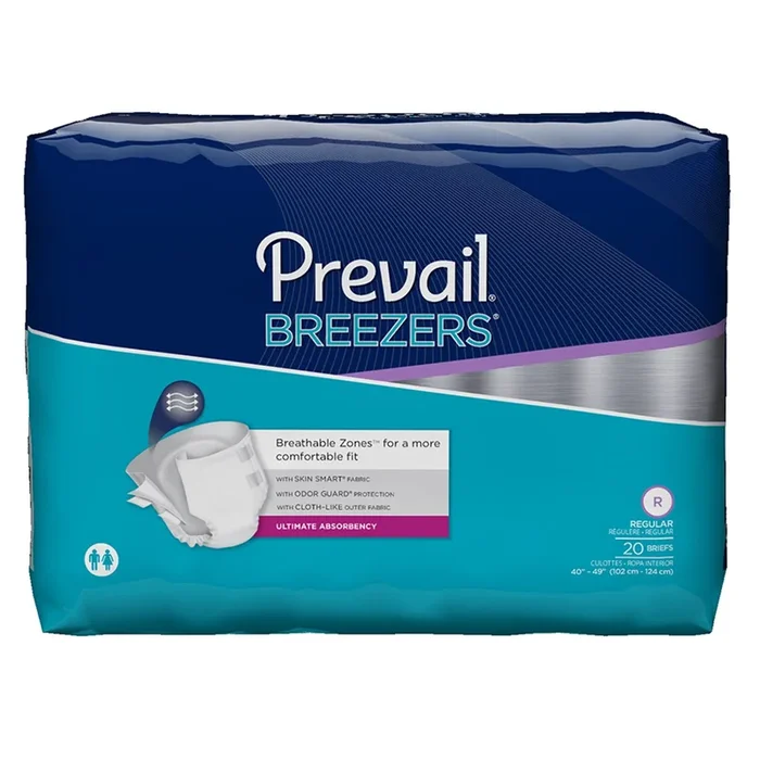 Breezers prevalecientes Incontinente para adultos Breve absorbencia regular. 20 ea