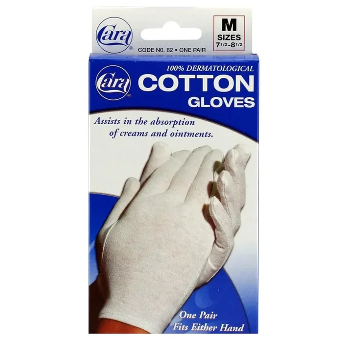 Cara 100% Cotton Gloves Hypoallergenic – Medium Sizes