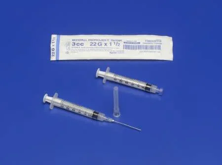Cardinal Monoject Syringe with Hypodermic Needle 3 mL 20 Gauge 1-1/4 Inch Detachable Needle Without Safety – 1180320112