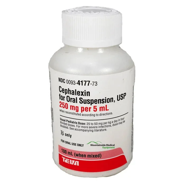 Cephalexin Monohydrate Oral Solution 250 mg/mL, Mixed Berry Flavor (RX)