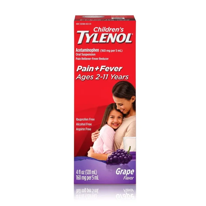 Children’s Tylenol Oral Suspension Liquid, Grape Splash, 4 fl oz