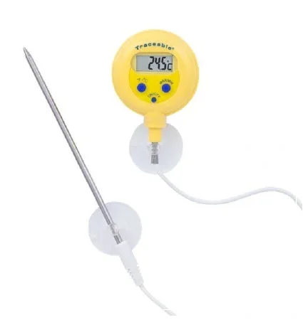 Control 3 Holdings LLC Traceable Water-Resistant Thermometer Fahrenheit / Celsius -58° to +572°F (-50° to +300°C) Stainless Steel Probe Multiple Mounting Options Battery Operated – 4039