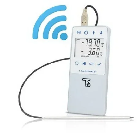 Control 3 Holdings LLC TraceableLIVE Datalogging Refrigerator / Freezer Thermometer Fahrenheit / Celsius -58° to 140°F (-50° to 60°C) Platinum Probe Handheld Battery Operated – 6510