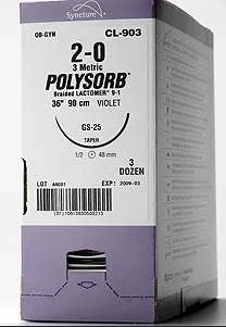 Covidien Polysorb Suture without Needle Braided Polyester Absorbable Coated Size 2 60 Inch Suture – L116