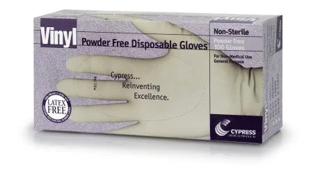 Cypress Vinyl Powder Free Disposable Gloves – Small 100 Count