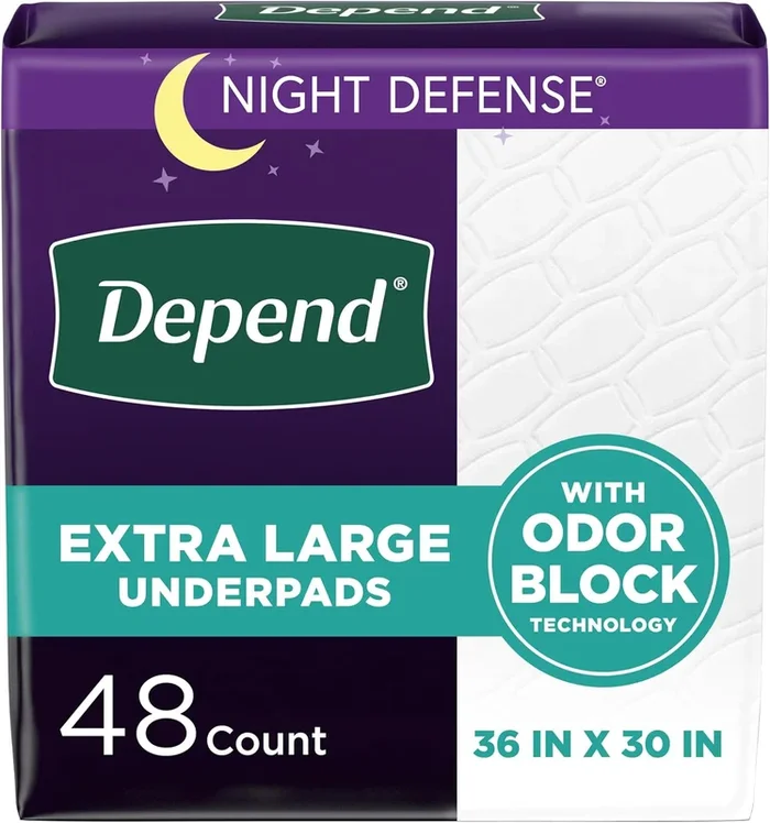 Depend XL Underpads, Disposable Incontinence Bed Pads (48 Count)