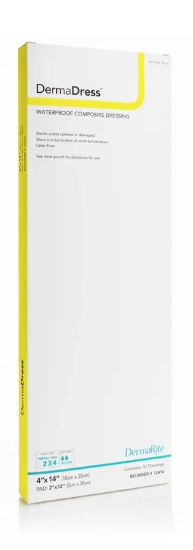 DermaDress Waterproof Composite Dressing, 4″ x 14″