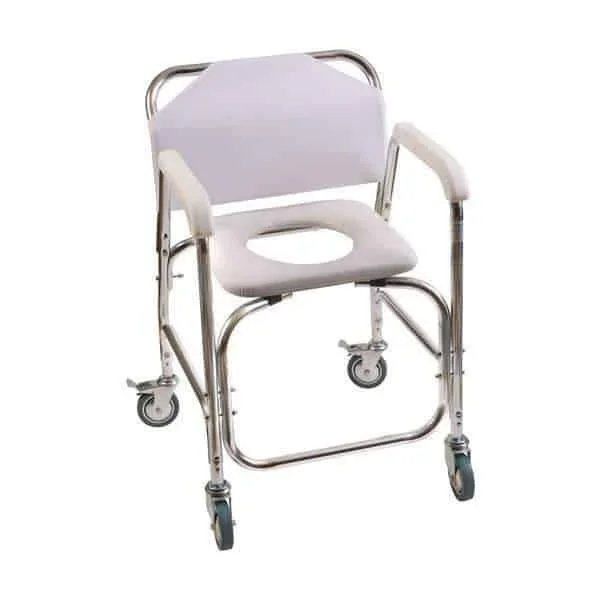 DMI Rolling Shower Padded Transport Chair with Commode Opening