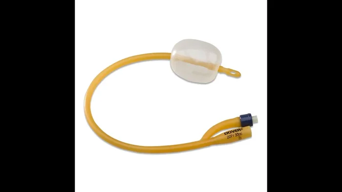 Dover 2-Way Hydrogel Coated Latex Coude Tip Urethral Urinary Catheter, 20FR, 30ML