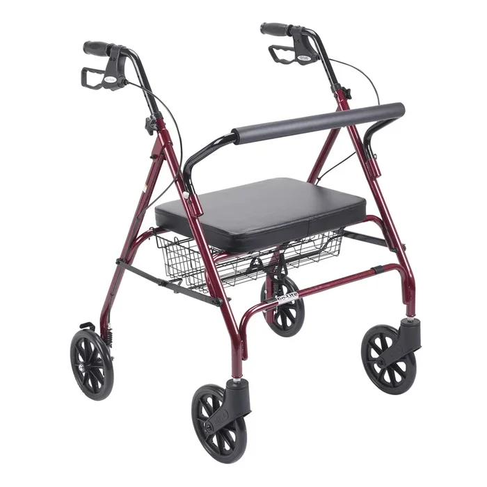 Drive Medical Go-Lite Bariatric Steel Rollator, Red
