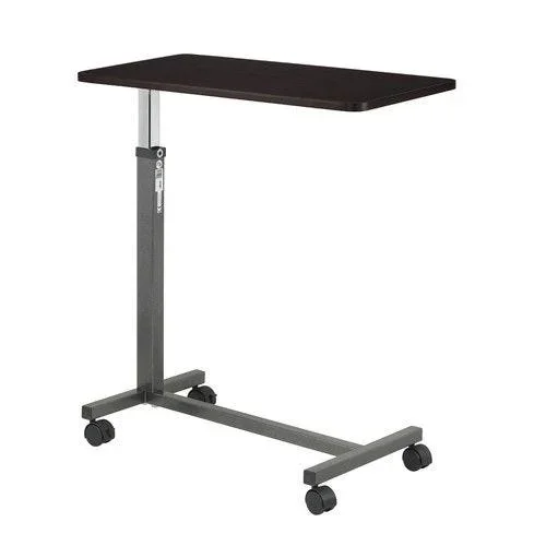 Drive Medical Non-Tilt Overbed Table: Wood Grain, “H” Base