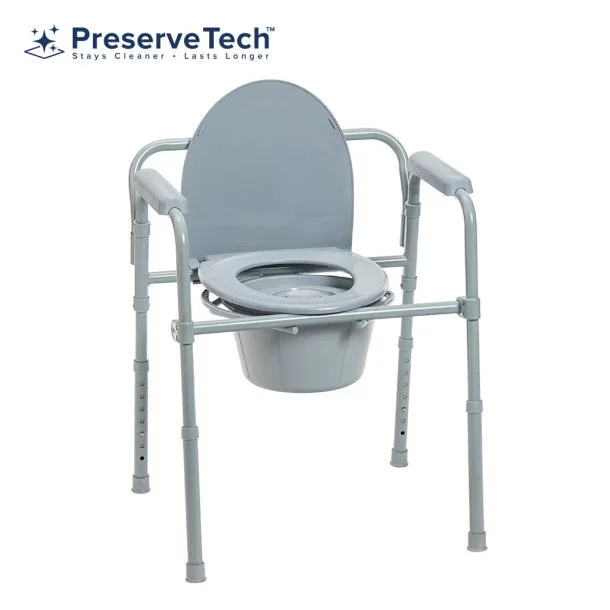 Drive Medical PreserveTech Steel Folding Bedside Commode