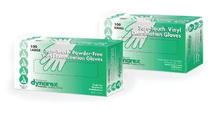 Dynarex Safe-Touch Exam Glove Medium NonSterile Vinyl Standard Cuff Length Smooth Clear Not Chemo Approved – 2612