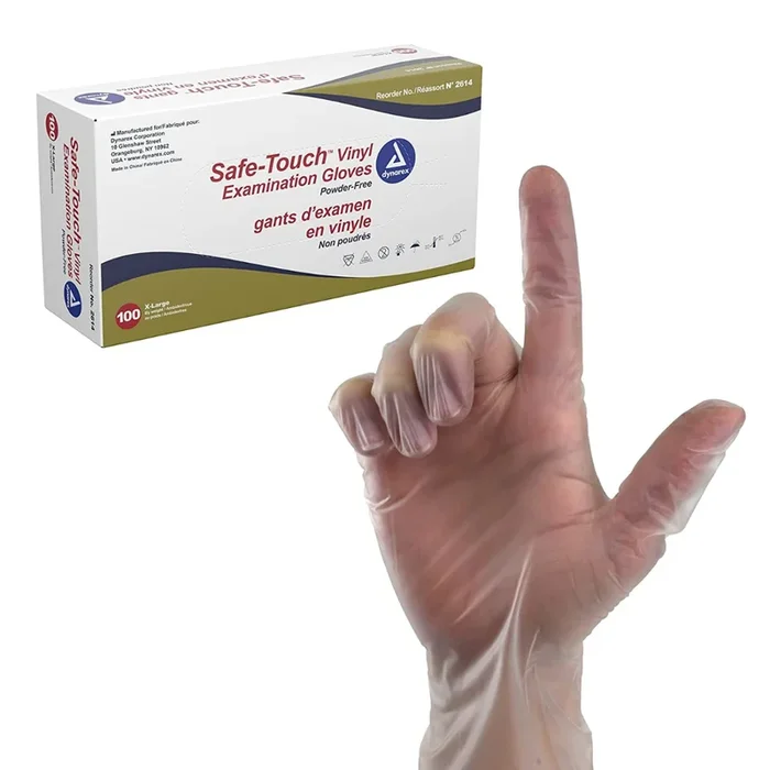 Dynarex Safe-Touch Vinyl Stretch Exam Gloves – Powder Free – Clear