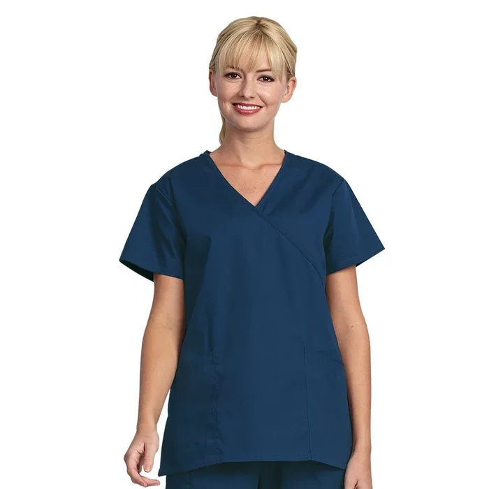 Fashion Seal Healthcare Women’s Fashion Poplin Mock Cross-Over Tunic Tunic-Navy