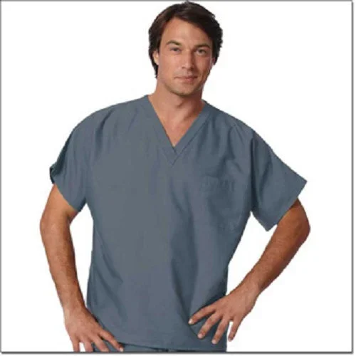 Fashion Seal Uniforms Scrub Shirt 4X-Large Pewter 1 Pocket Short Cap Sleeves Unisex – 78785-4XL