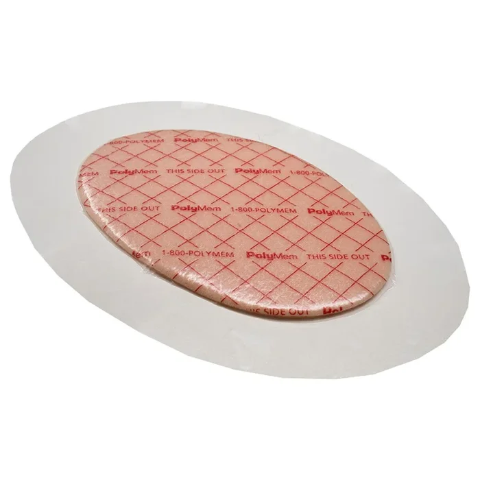 Ferris PolyMem® Silicone Border Wound Dressing, Size 3, 2″ x 3″ Oval Adhesive, 1” x 2” Pad