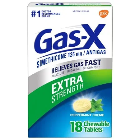 Gas-X Strenza adicional Alivio de gas tabletas masticables, crema de menta, 18 recuentos