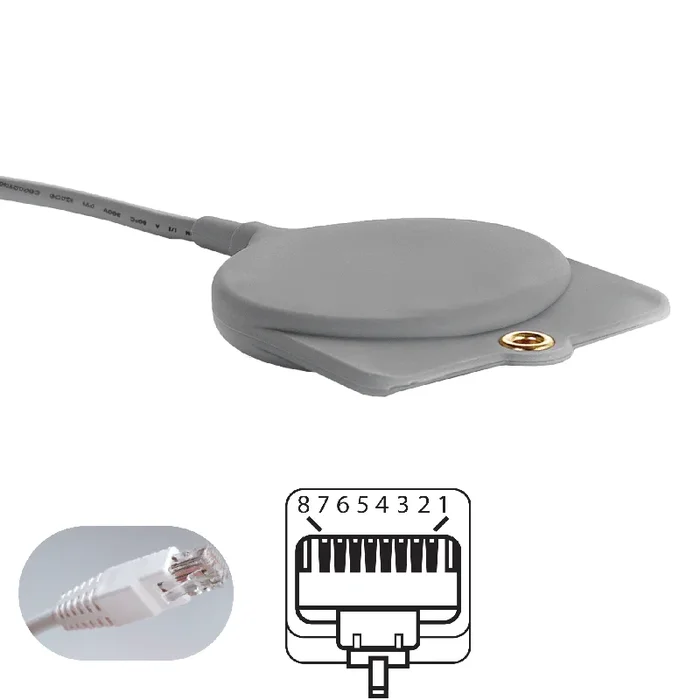 GeriCall Call Cord for Simplex, TekTone, Critical Alert, RJ45 8-pin, grey, 10ft
