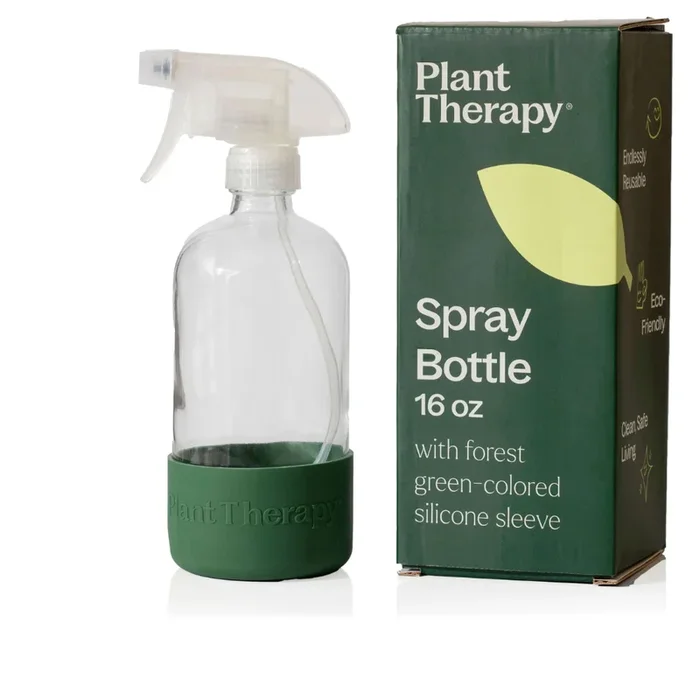 Glass Spray Bottle with Forest Green Sleeve