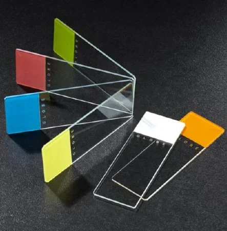 Globe Scientific Color Coded Beveled Edges with Clipped Corners Microscope Slide 25 X 75 X 1 mm Frosted End – 1334W