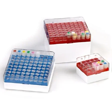 Globe Scientific Cryogenic / Freezer Storage Box Blue Polycarbonate 81 Vials – 3042B