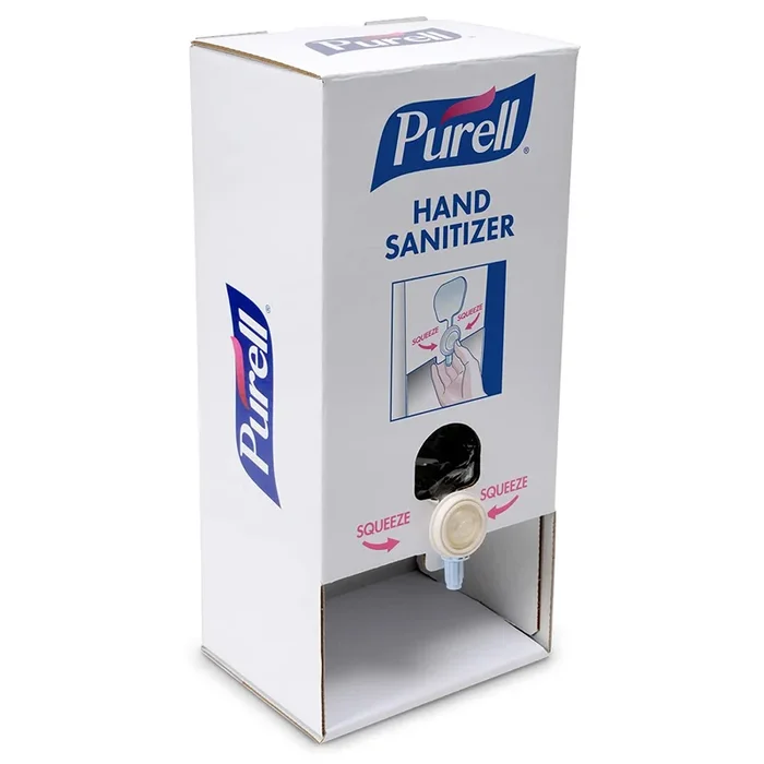GOJO PURELL Quick Tabletop Stand Kit, Push-Style Corrugated Tabletop Stand and 2 PURELL NXT Hand Sanitizer Refills