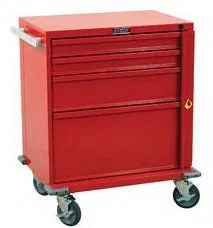 Harloff V-Series Crash Cart Steel Body and Drawers 22 X 29.5 X 34 Inch 4 Drawers Red – V24-4B