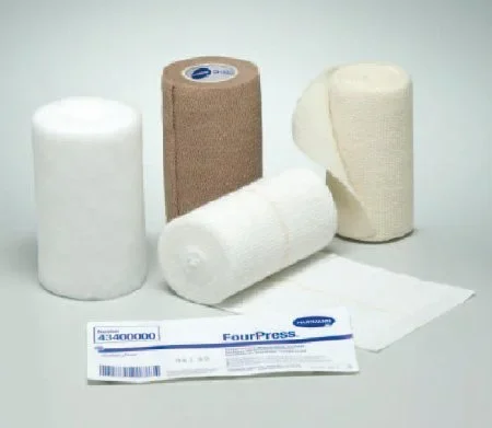 Hartmann FourPress 4 Layer Compression Bandage System 4 Inch X 3-4/5 Yard / 4 Inch X 4-9/10 Yard / 4 Inch X 9-1/2 Yard / 4 Inch X 6-1/2 Yard 35 to 40 mmHg Self-adherent / Tape Closure Tan NonSterile – 43400000