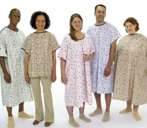 Hospitex / Encompass Group Patient Exam Gown Adult Blue Pinwheel Print – 45266-BPNB