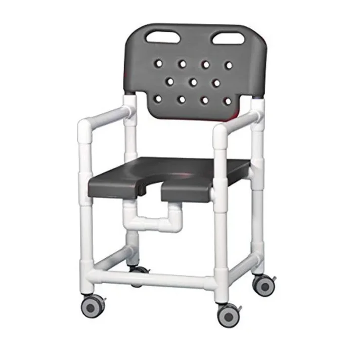 IPU Elite PVC Rolling Shower Chair with Commode Opening