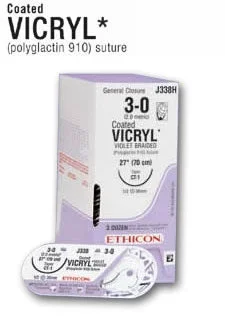 J & J Healthcare Systems Coated Vicryl SUTUPAK Suture without Needle Braided Polyglactin 910 Absorbable Coated Size 4 – 0 18 Inch Suture – J109T