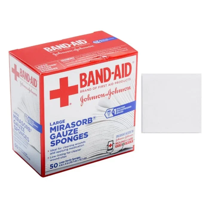 Johnson & Johnson Band-Aid® NoMirasorb First Aid Gauze, 4” x 4”