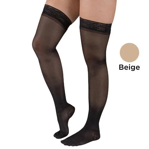 Ladies’ Shr Moderate Supprt Sm 15-20mmHg Thgh w/StayTop Beige