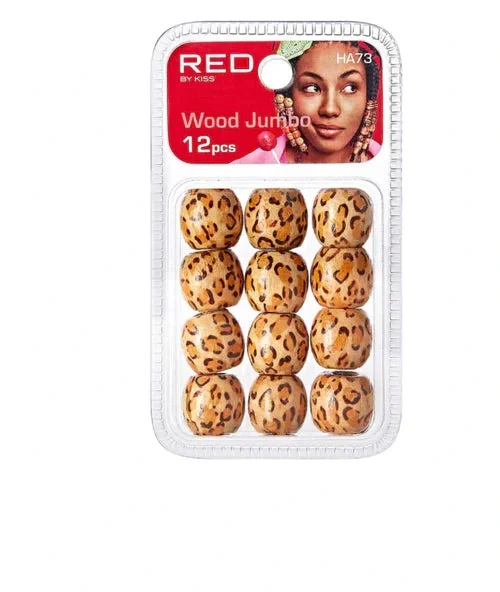Leopard Wood Jumbo Hair Beads