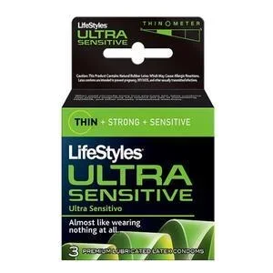 LifeStyles Ultra Sensitive Latex Condoms, 3 Count